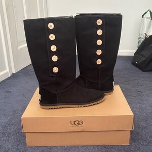 UGG Black Women's Boots with Button Accents